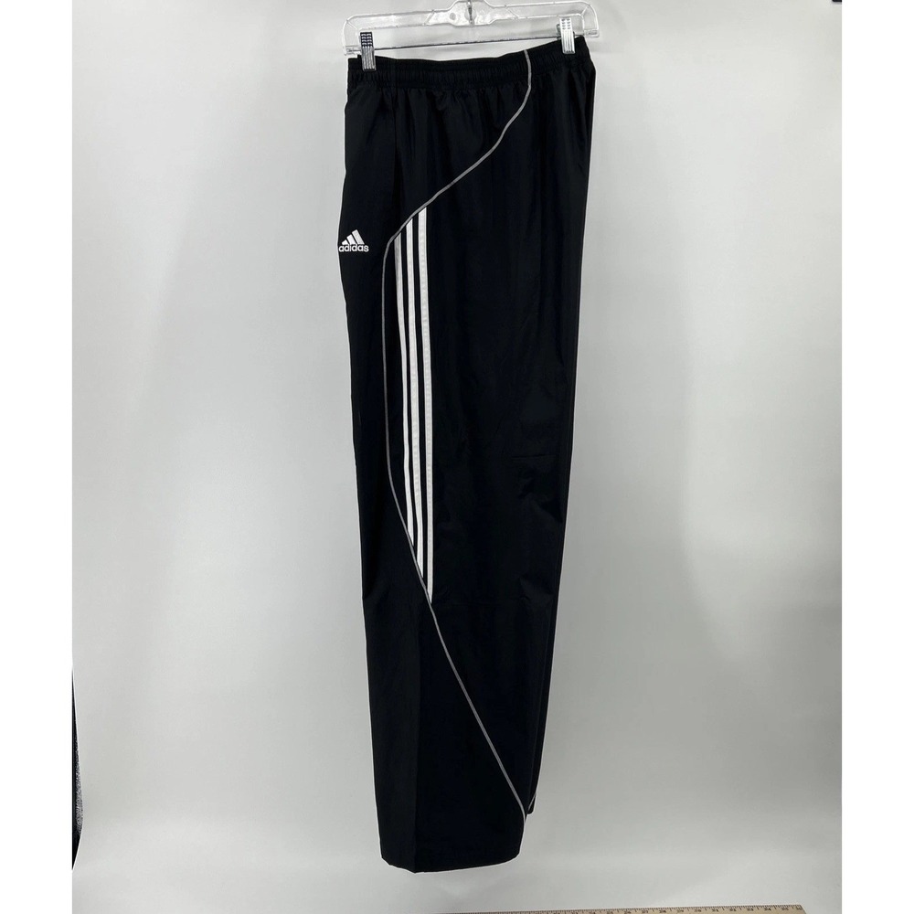 Adidas Track Pants Men's Large Black Nylon Activewear Pockets Casual Sports